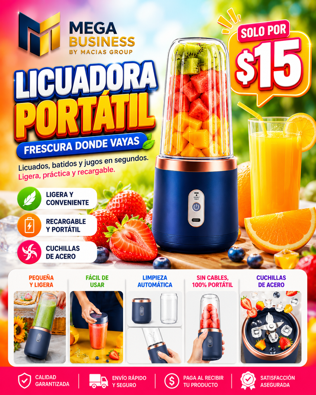 LICUADORA PORTATIL RECARGABLE USB